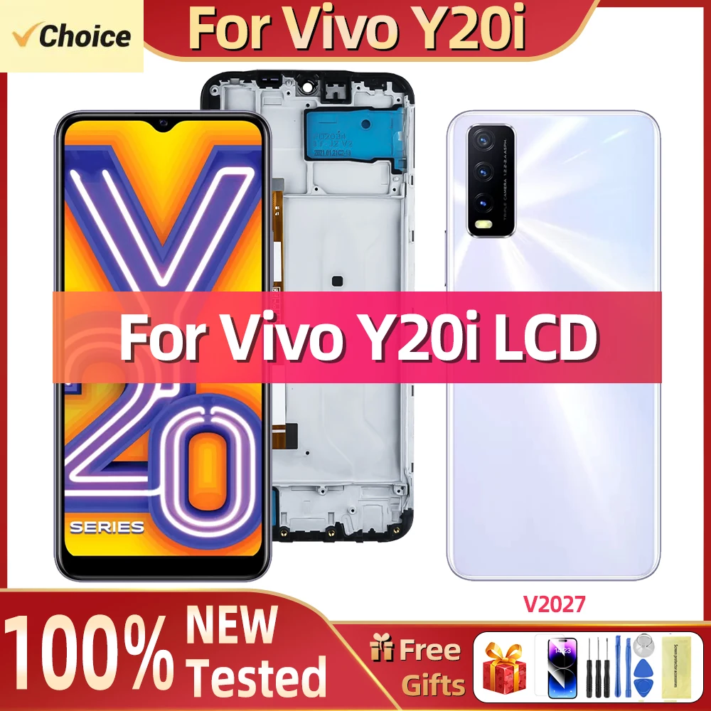LCD 디스플레이 터치 스크린 디지타이저 어셈블리 교체, 프레임 포함, Vivo Y20 Y20i Y20S V2029 V2027 V203..
