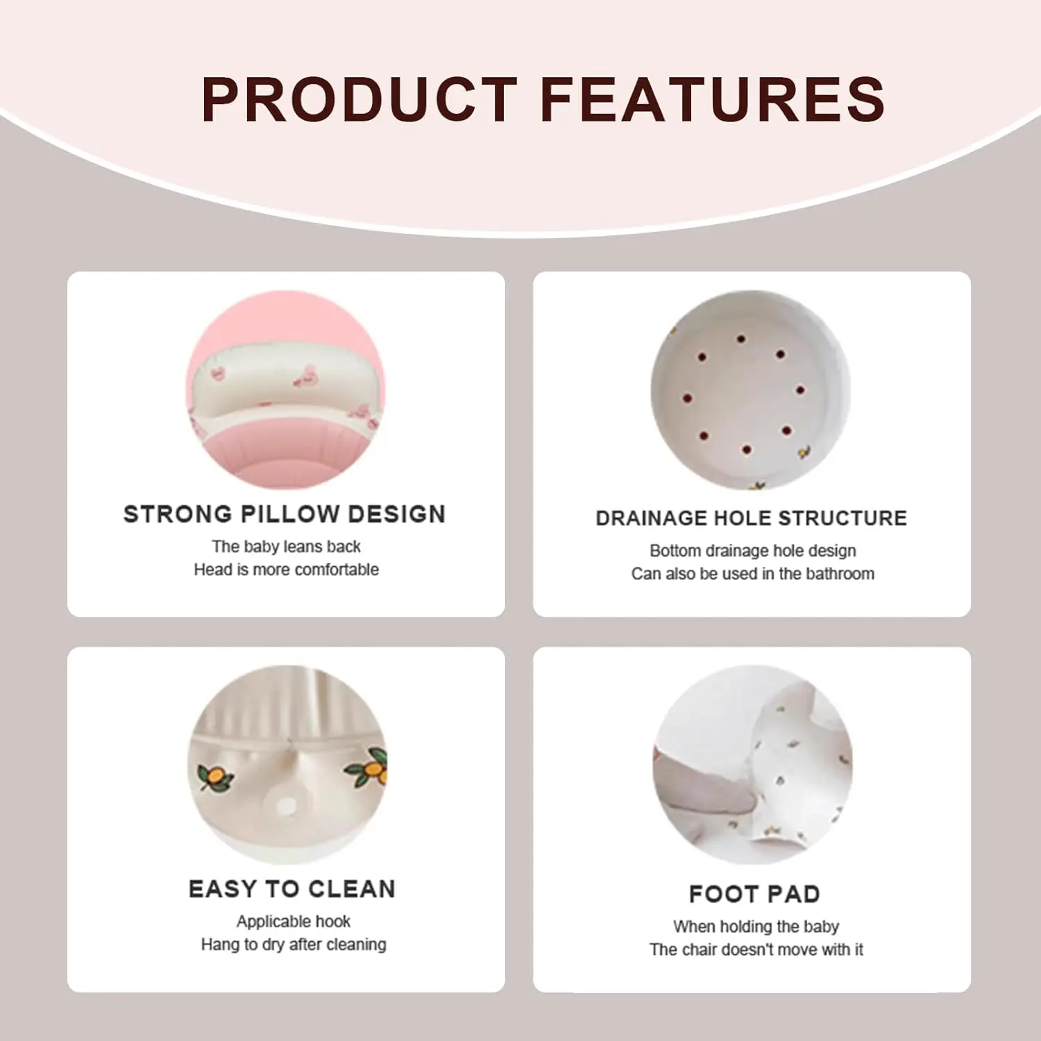 6-36 Months Baby Seat Multifunctional Inflatable Seat Bathroom Sofa Baby Eating Chair Feeding Bathing Stool Baby Toddler Chair - Image 2