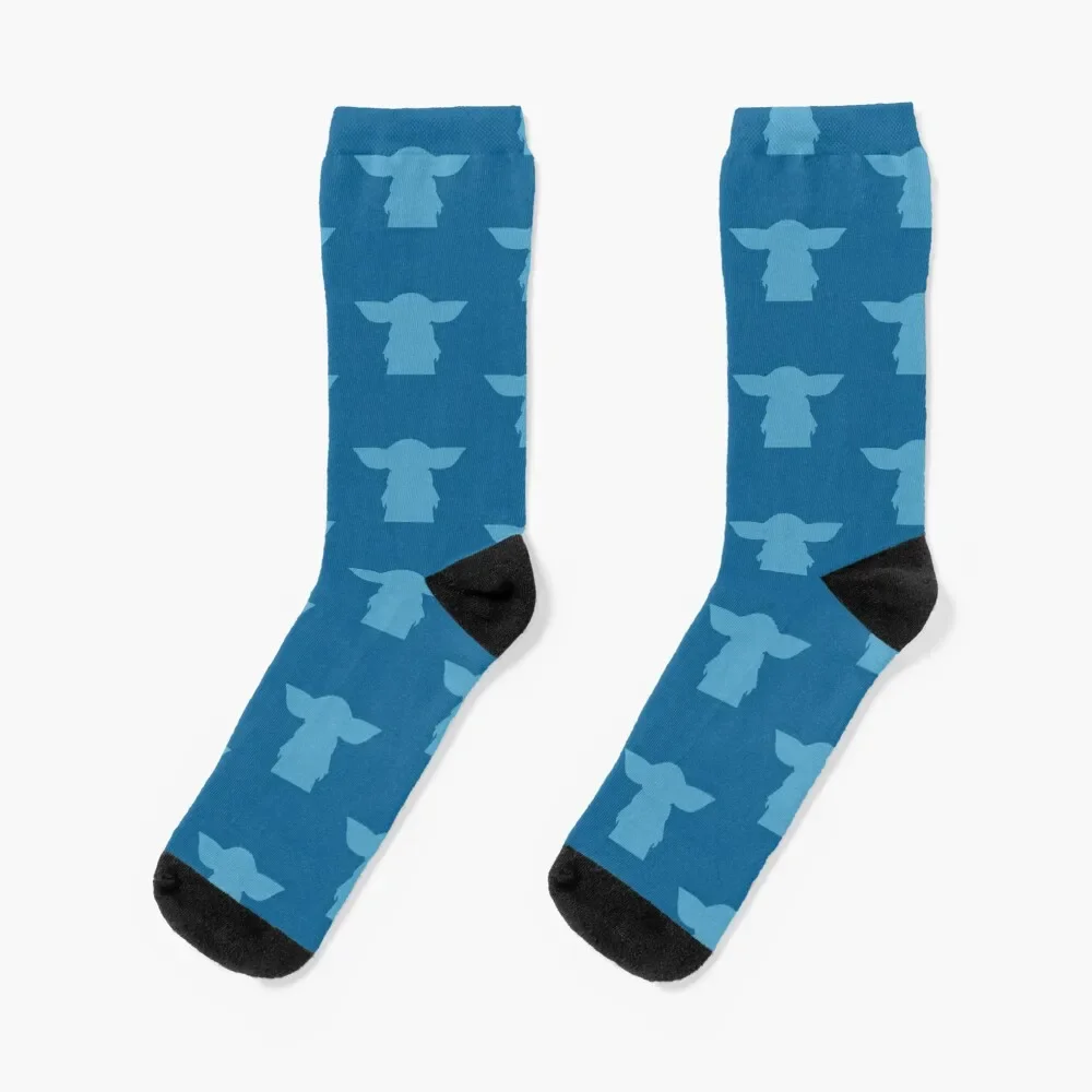 Alien Silhouette -Blue Socks Children's anti-slip Socks Female Men's