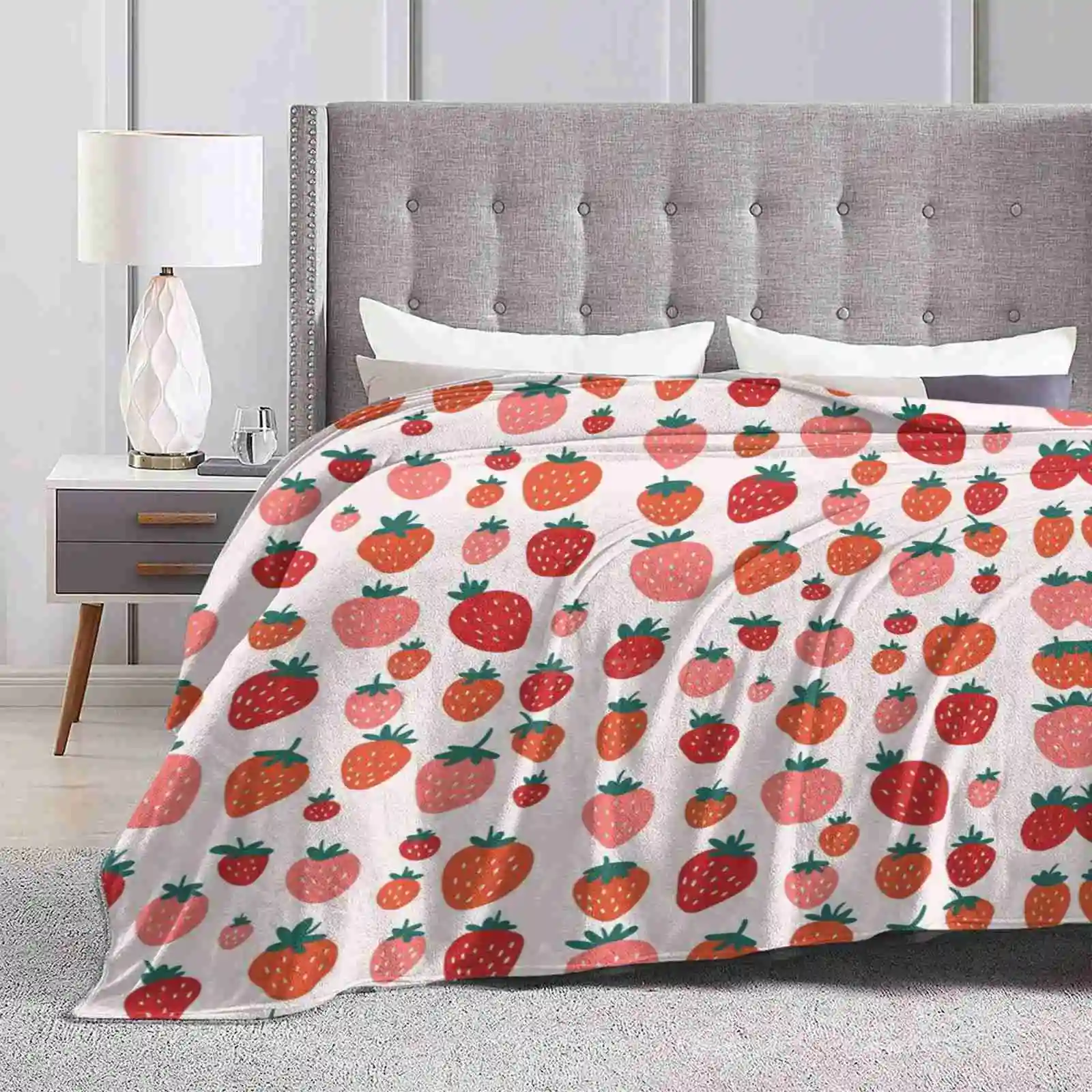 Strawberry Lover Fashion Soft Warm Throw Coperta Strawberry Lover Strawberry Pattern Foodie Orange Pink Green Food Pattern Cute