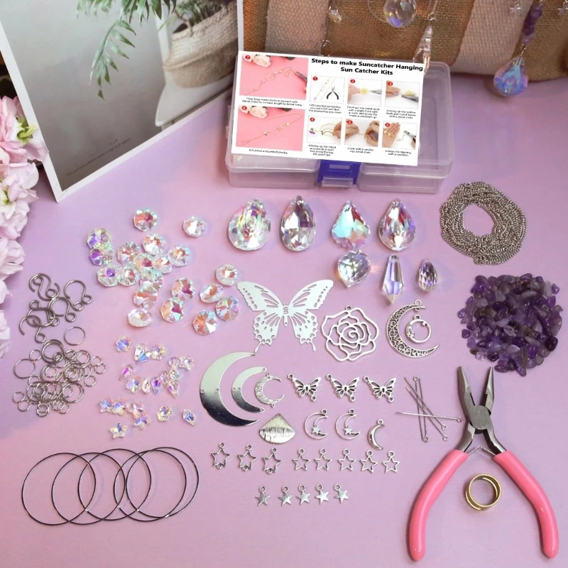 Sun Catchers 367A 200Pcs Crystals Suncatchers Making Set Craft Adult Maker Pendant Chain