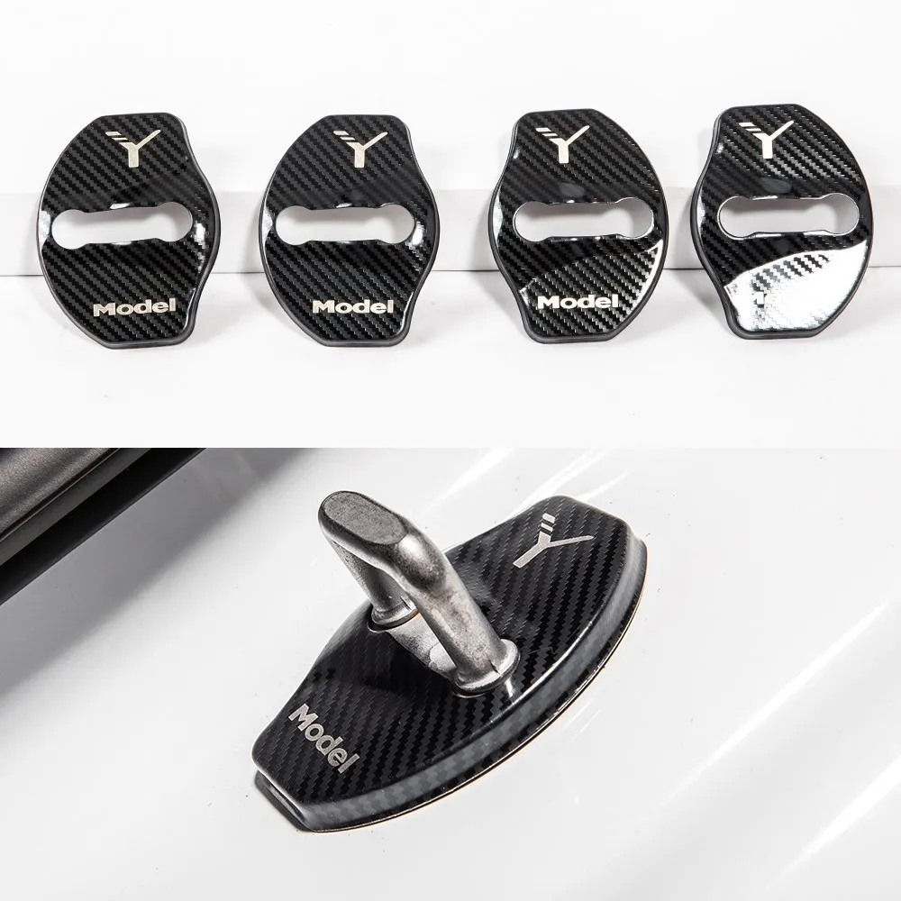Door Lock Buckle Cover For Tesla Model Y Accessories Door Lock Cover Sticker decoration 4Pcs/Set car door lock cover