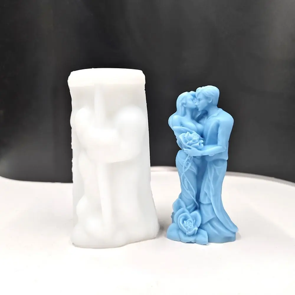 Silicone Valentine's Day Candle Mold Non-slip DIY Plaster Mold Reusable Easy To Demold Couple Aromatherapy Candle Mold