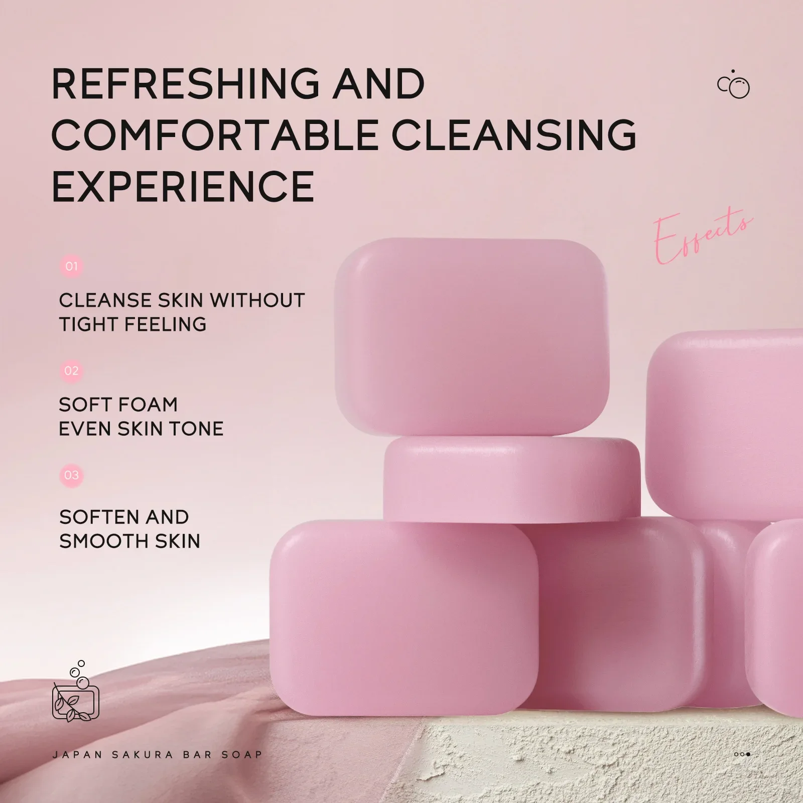 LAIKOU Sakura Facial  Body Whitening Soap Reduces Acne Dark Spot Deep Cleaning Cutin Brightening Skin 90g 5