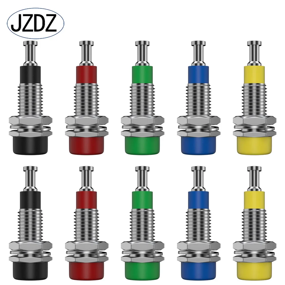 JZDZ 10pcs 2mm Banana Socket Binding Post M6 Terminal Nut Banana Plug Jack Electrical Connector Test Hole DIY Parts J.40006