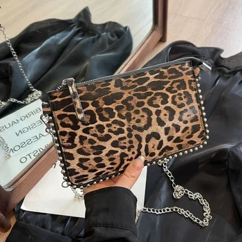 Nuove borse a tracolla leopardate per donna Borsa per cellulare con catena di moda Borsa a tracolla per vacanze da viaggio Sac A Main femminile 1