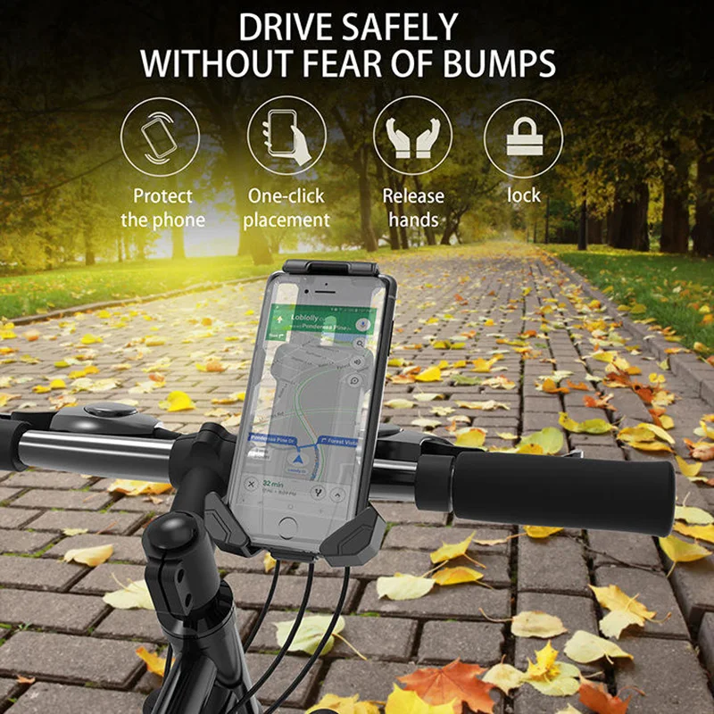 Supporto per telefono GPS per bicicletta per moto, manubrio, bici antiurto regolabile per iPhone Samsung, compatibile con tutti i telefoni cellulari - immagine 3