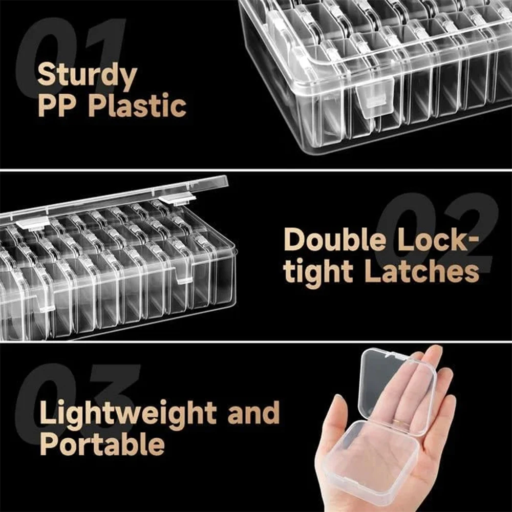 14/30Pcs Clear Plastic Bead Storage Containers Mini Storage Box for Jewelry Making Beading Crafts Screws 1 Sheet Label Sticker