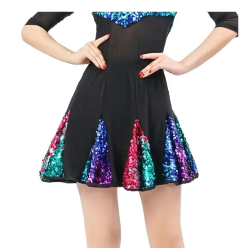 1pcs/lot Woman Sequin Latin Skirt Female Dancing Latin Skirt Costumes Square Dance