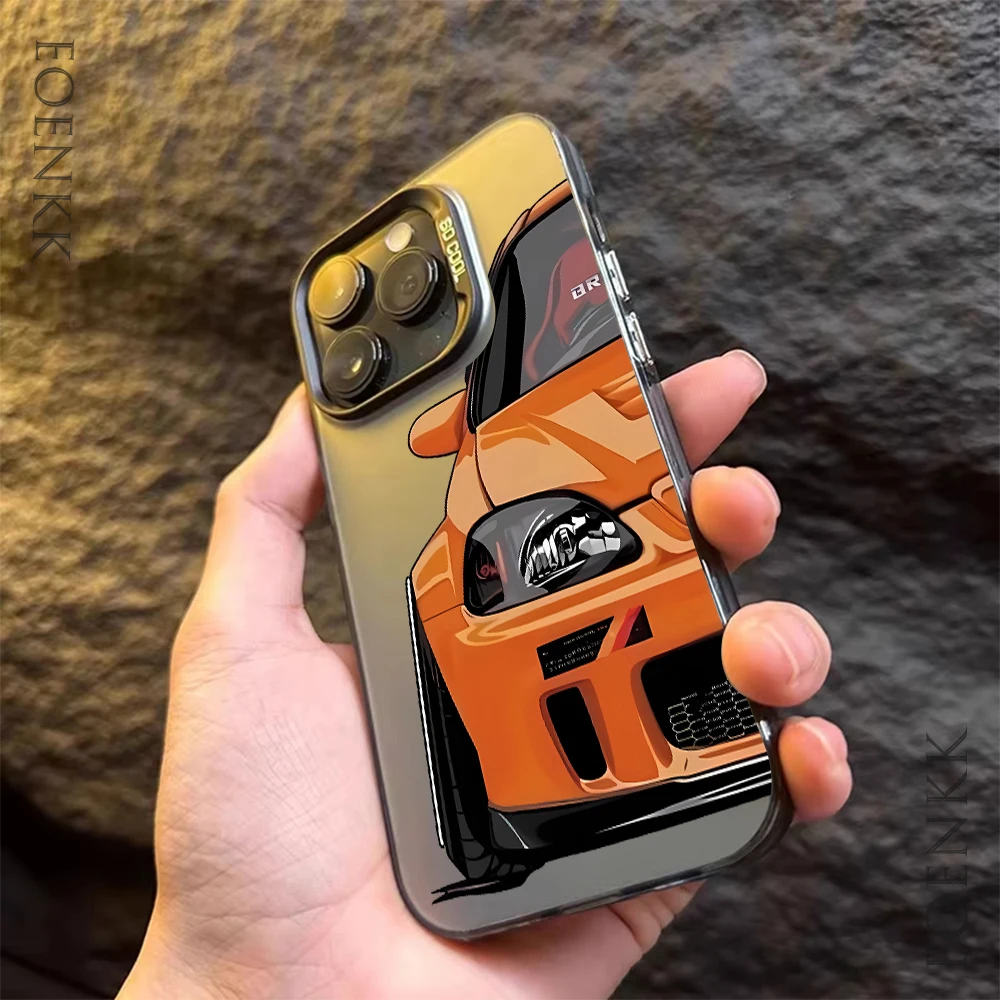 Stylish Car Print Anti-Drop Silver Phone Case