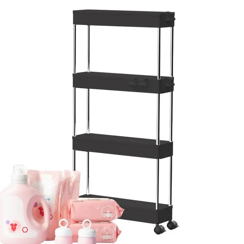 

Multi-layer Bathroom Cart On Wheels Floor-standing Toilet Trolley Multi-functional Storage Trolley For Kitchen Offices Bathroom