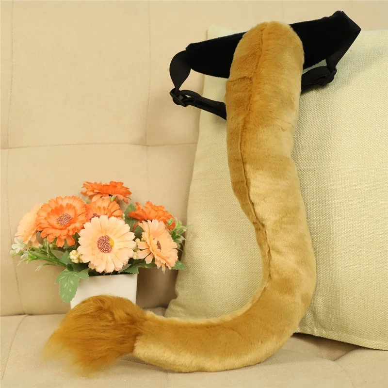Adults Kids Plush Cartoon Lion Jungle Animal Tail Ear Headband Toy Gift Party Birthday Halloween cosplay costume
