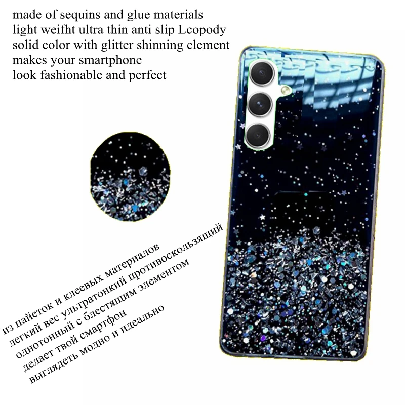 Coque de téléphone à paillettes scintillantes, étui arrière souple et complet pour samsung galaxy A14 A24 A34 A54 S23 ULTRA PLUS + A546B A245f A145F_voghion.com