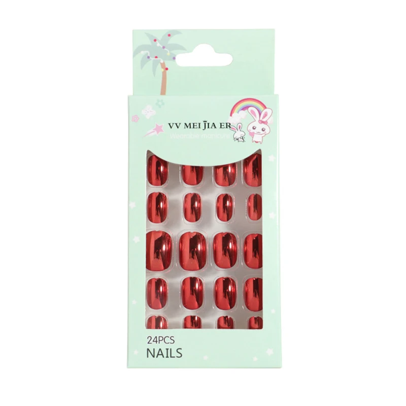 24 Pcs Metallic Press On Kids Nail Art