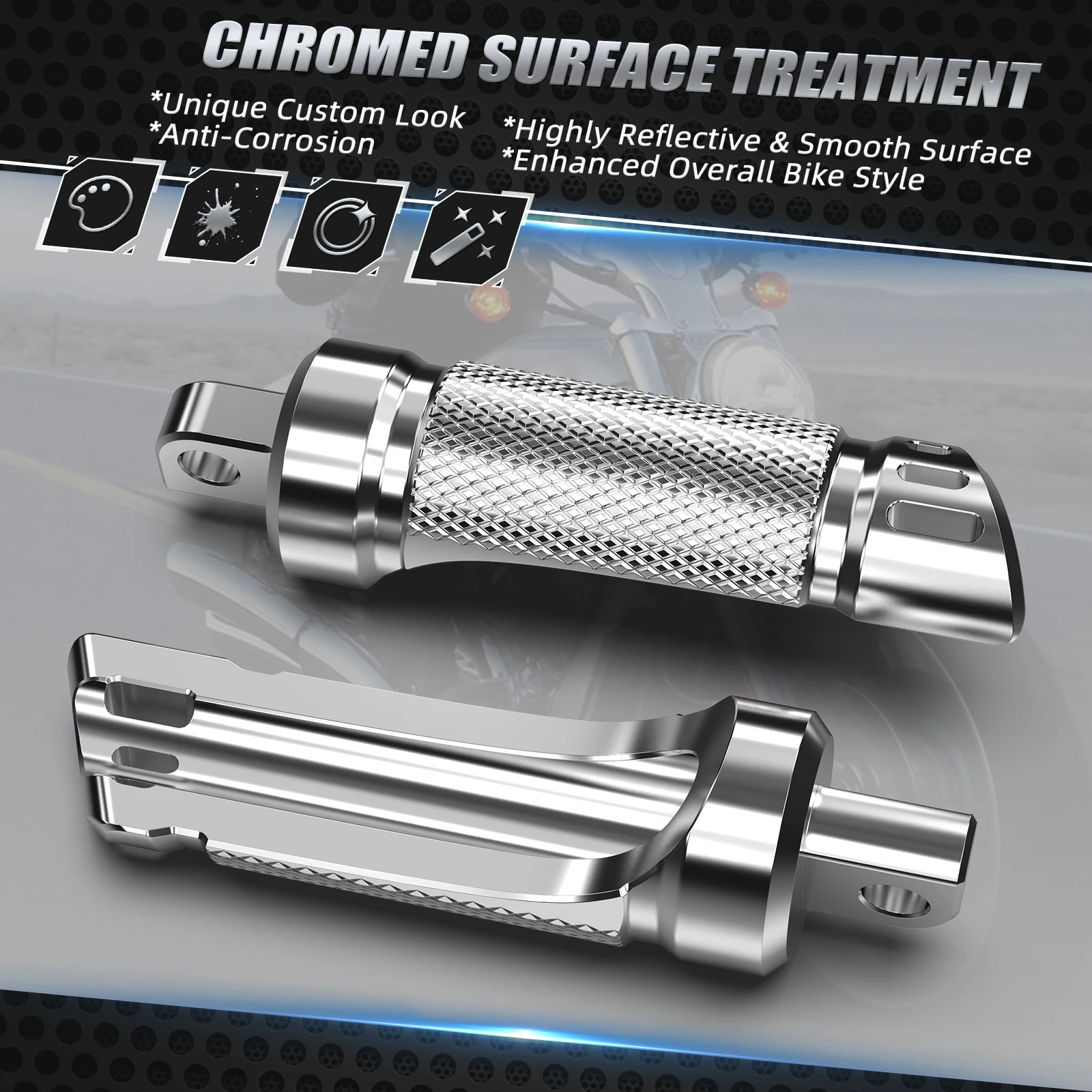 Chrom-Motorrad-Beifahrer-Fußrasten, Fußrasten für Harley Street Glide/Special FLHX FLHXS 2017 2018 2019 2020 2022 2023 2024 – Detail 2