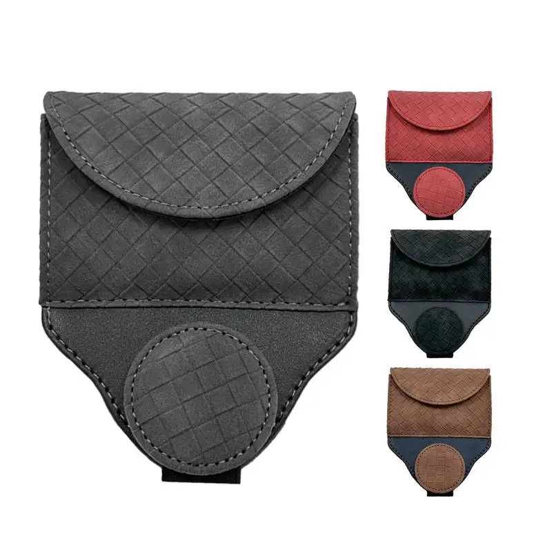 

Magnetic Leather Car Glasses Holder Clip for Sun Visor Multifunctional Visor Organizer for Documents Cards and Sunglasses
