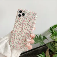 Korea Stijl Schattige Bloemen Telefoon Case Voor Iphone 12 13 11 Pro Max X Xsmax Xr 7 8Plus Zachte tpu Roze Geel Matte Bloem Back Cover