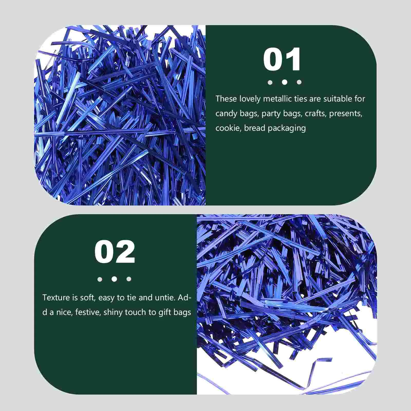 800pcs Metallic Ties for Candy Bread Bags Snack Party Supplies Plastic Iron Wire Easy Tie Untie Gifts Packaging