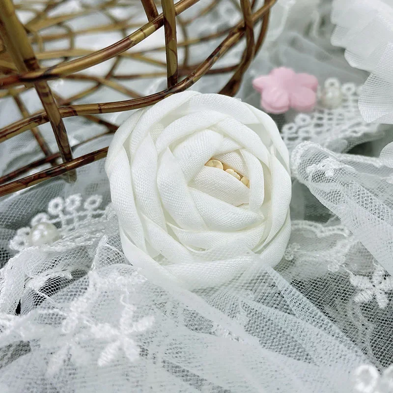 Satin Fabric Flower DIY Corsage Shoe Flower Handhold Rose Hanbok Lolita Skirt Hair Accessories Headpiece Accessories Sewing