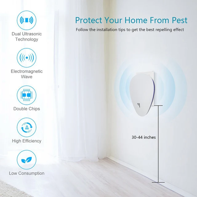 Szúnyog Ultrahangos Ismétlő Plug Háztartási Egér Visszaszorító Széles Lefedettség Biztonságos Hatékony Ac90-220V Elektronikus Kártevő Hibavezérlés - Image 3