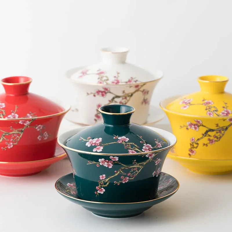 300ml Gaiwan Chinese Cha Tea Cup Dehua County Porcelain Sets Tea Bowl Mug Soup Tureen Ceramics Office Accessories Kung Fu Chhai
