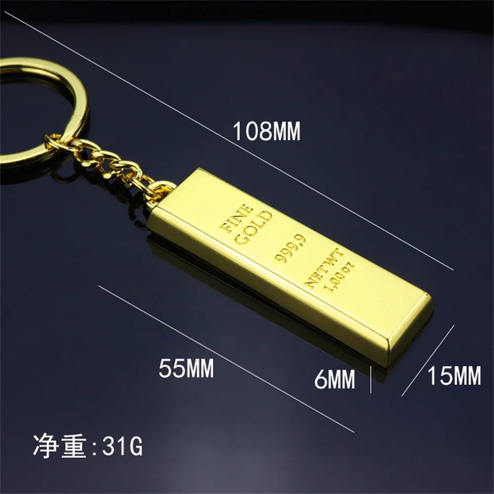 Creative Imitation Gold Bar Keychain Unisex Metal Golden Brick Pendant With Key Holder Backpack Purse Bag Decoration Accessories - Image 6