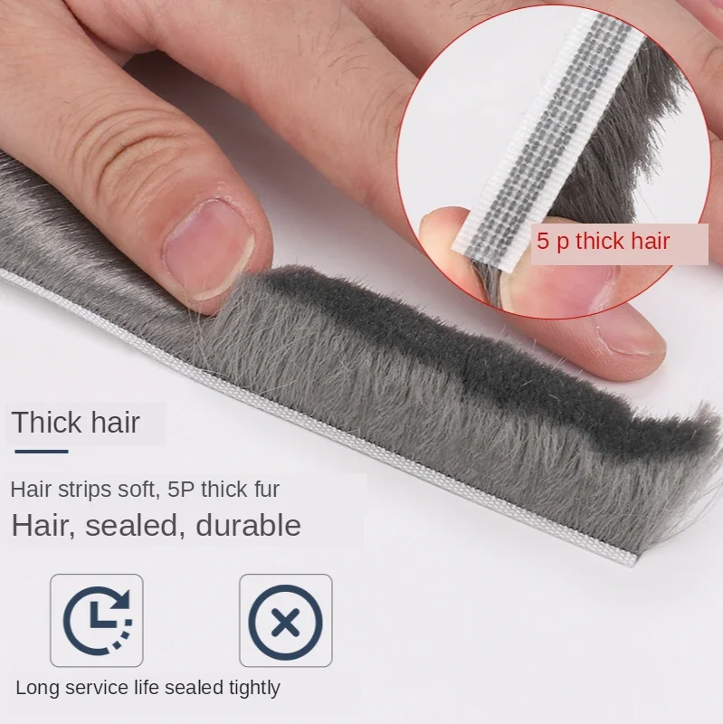 Self-adhesive Sealing Wind-proof Brush Strip Sound Insulation Strip Gasket 3/5/10 meters For Home Door Window