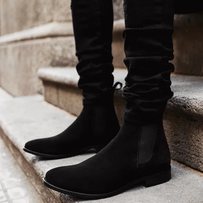 Men Chelsea Boots High Quality Ankle Boot Vinage Classic Dress Black Brown Business Madehand
