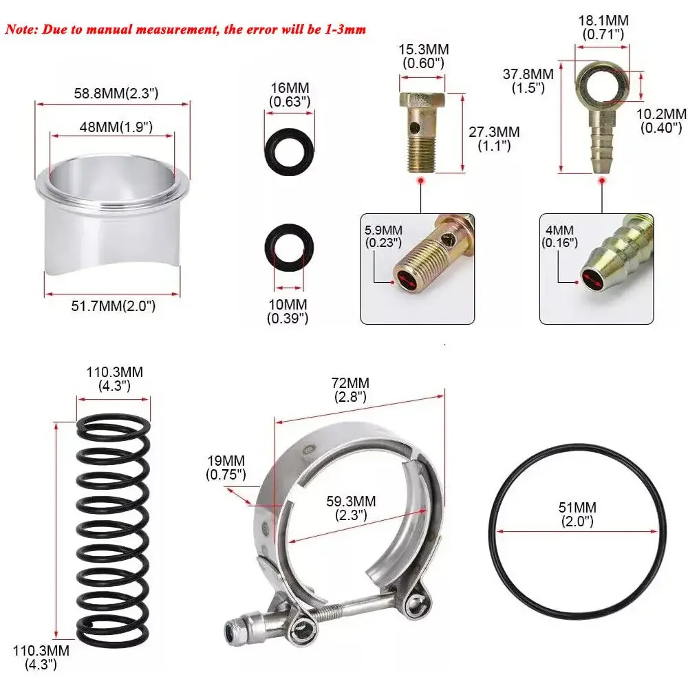 Universal Aluminum 50MM Blow Off Valve Dump Valve BOV with Stainless Steel V-band Flange For High Boost Pressures Black