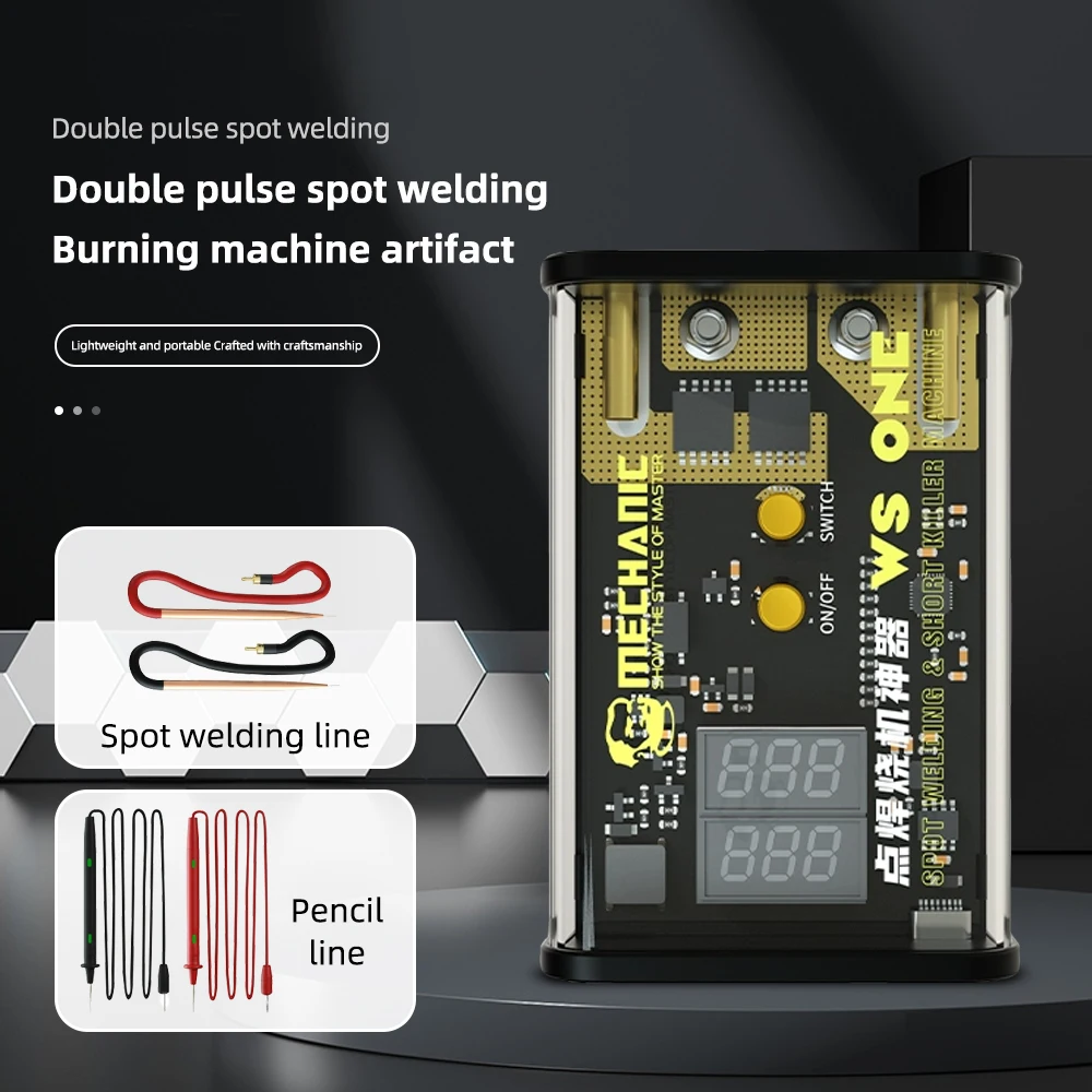 

WS ONE Pulse Spot Welding Machine 10-gear Battery Spot Welding for PCB Short Circuit Short Killer Replace Spot Welder Kit