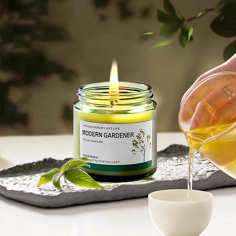 Tea Aroma Candle Gift For Home Bedroom Long Lasting Fragrance Expansion Plant Soy Wax Fragrance Ornament With Air Purification