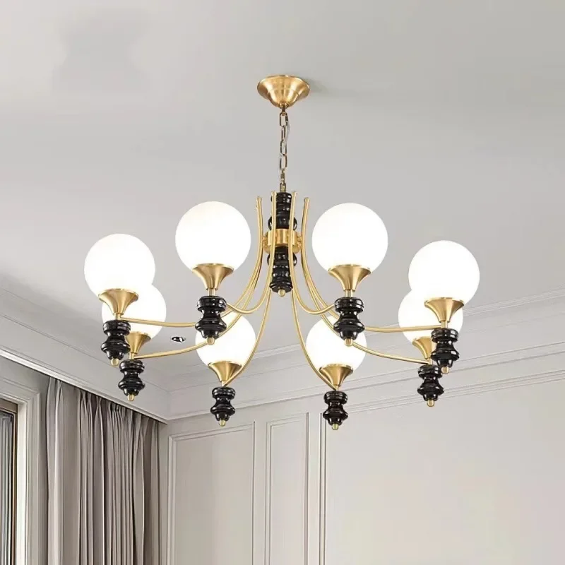 

Retro Medieval Living Room Pendant Light French Solid Wood Restaurant Bedroom Light Eye Protection Full Copper Bauhaus Full Spec