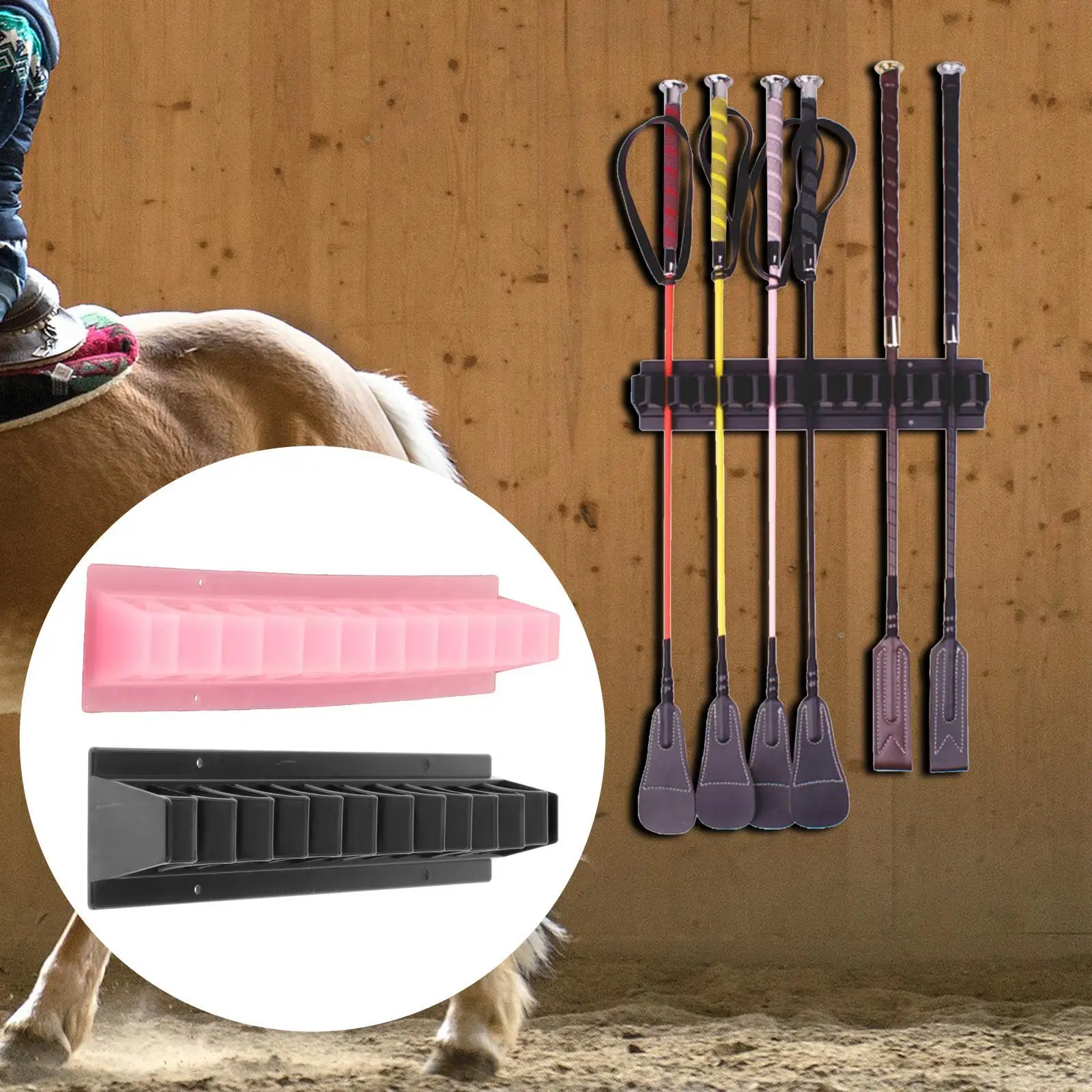 Strong Plastic Horse Whip Rack, Whips Organizer and Holder Wall mounted - Holds up to 12 whips 4