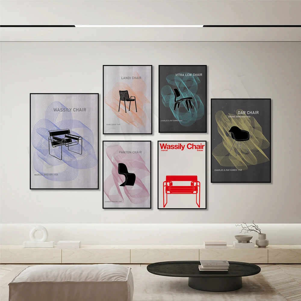 Panton Chair, Verner Panton 1959 Art, Wassily Chair, Marcel Breuer 1925, Sedia Di Design Danese Mobili Per Poster Scandinavi