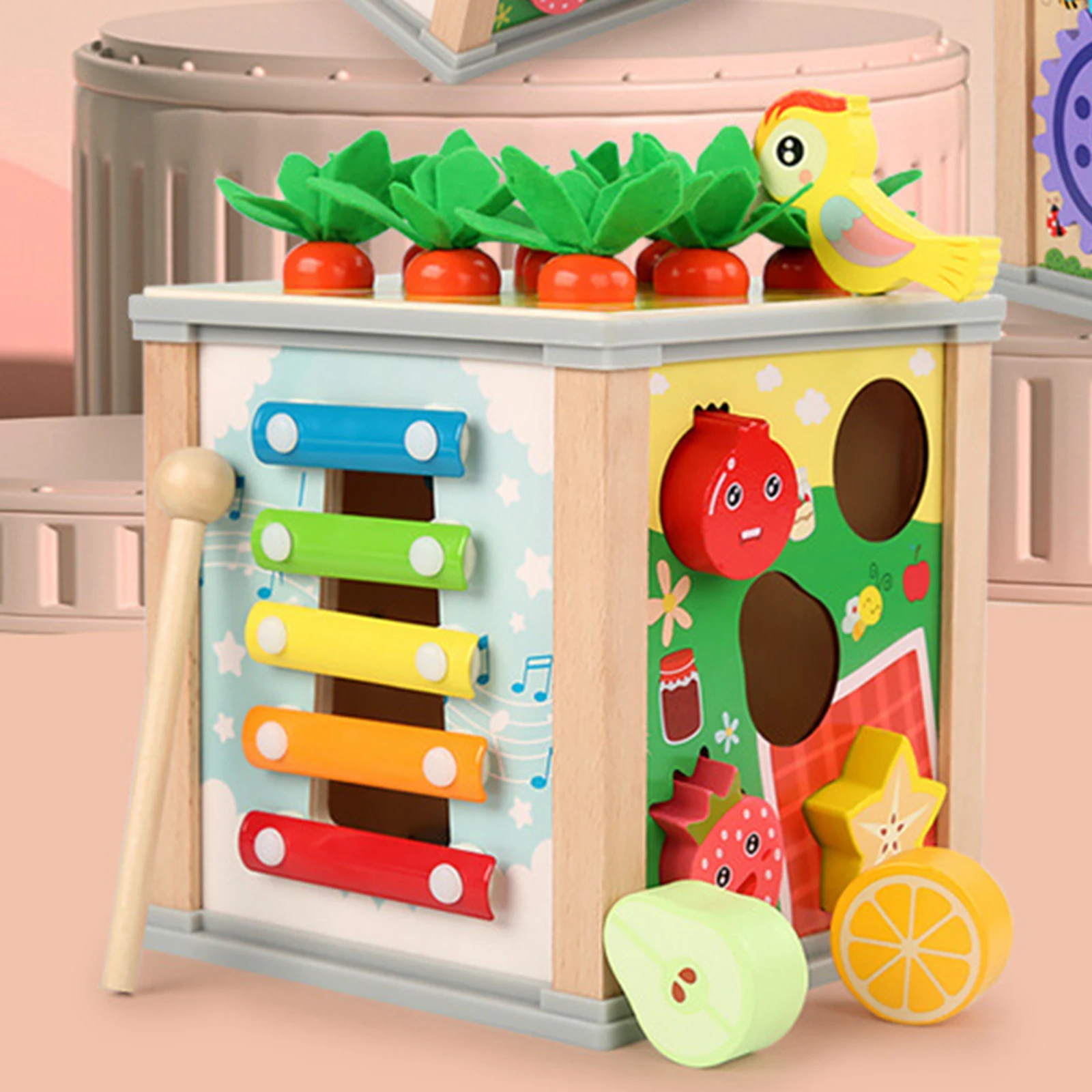 6 In 1 Wooden Montessori Toys Baby Activity Cube