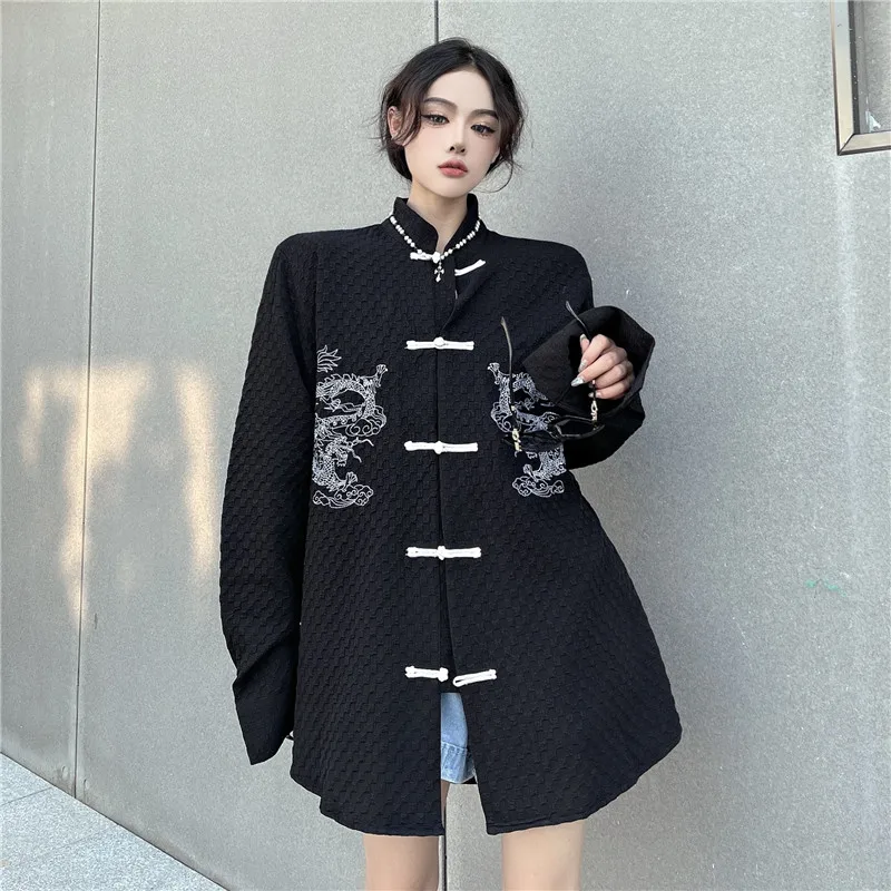 Vintage Asian Character Black Blouse