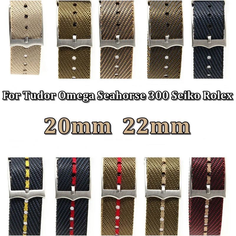 Cinturino Per Orologio Da 20Mm 22Mm Per Tudor Omega Cavalluccio Marino 300 Rolex Little Red Flower Nato Cinturino Da Polso In Nylon Militare Fibbia In