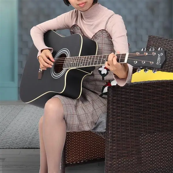 【AM不售卖】GT502 41in 缺角 云杉面板 哑光黑色 民谣吉他-30