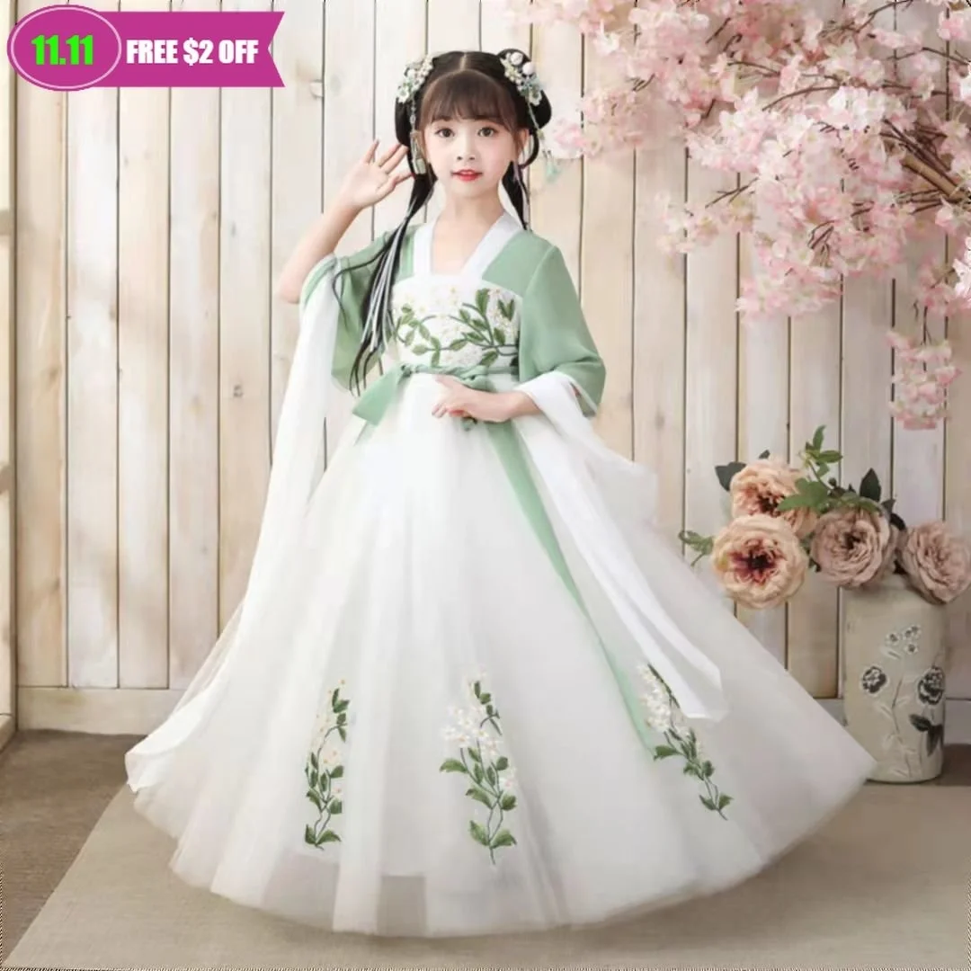 

Chinese Hanfu Girl Children Cosplay Costumes Chiffon Princess Tang Suit Kids Hanfu Chinese Traditional Dress Chinese Folk Dance
