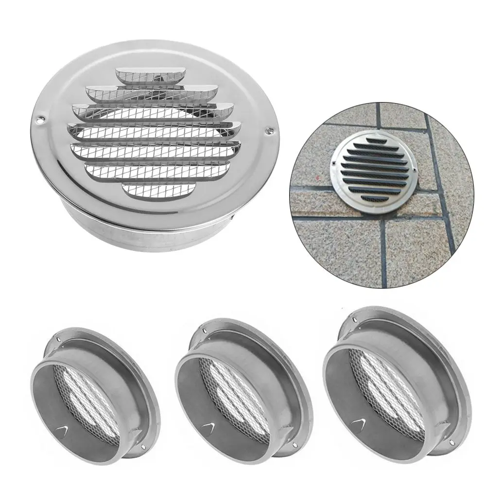 Stainless Steel Exterior Wall Air Vent Grille Various Size Round Ducting Ventilation Grilles Home Office Air Vent Prevent Pest