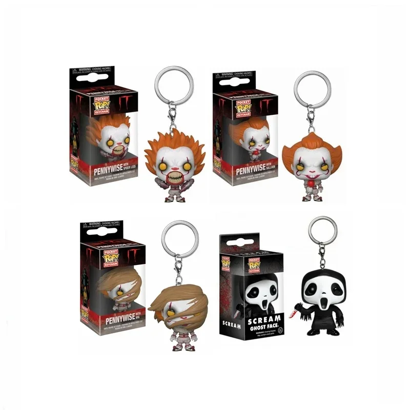 Funko Pop Pennywise Scream Ghostface Chucky Pocket Pop Portachiavi Action Vinyl Figures Collection Model Toys