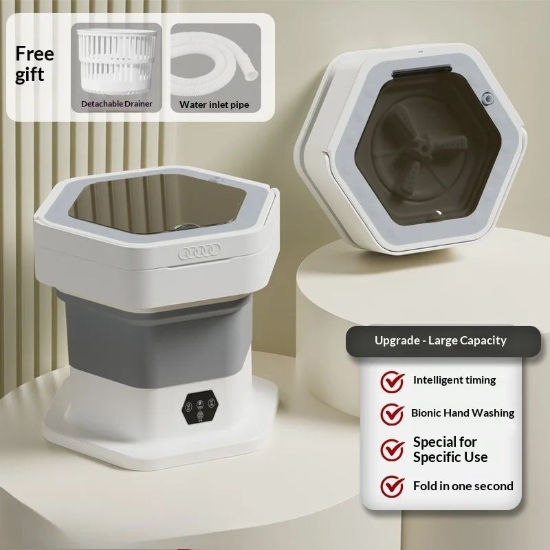 New Mini Folding Washing Machine Household Small-sized Washing Machine Socks Underwear Pants Also Capable Dehydrating White 1