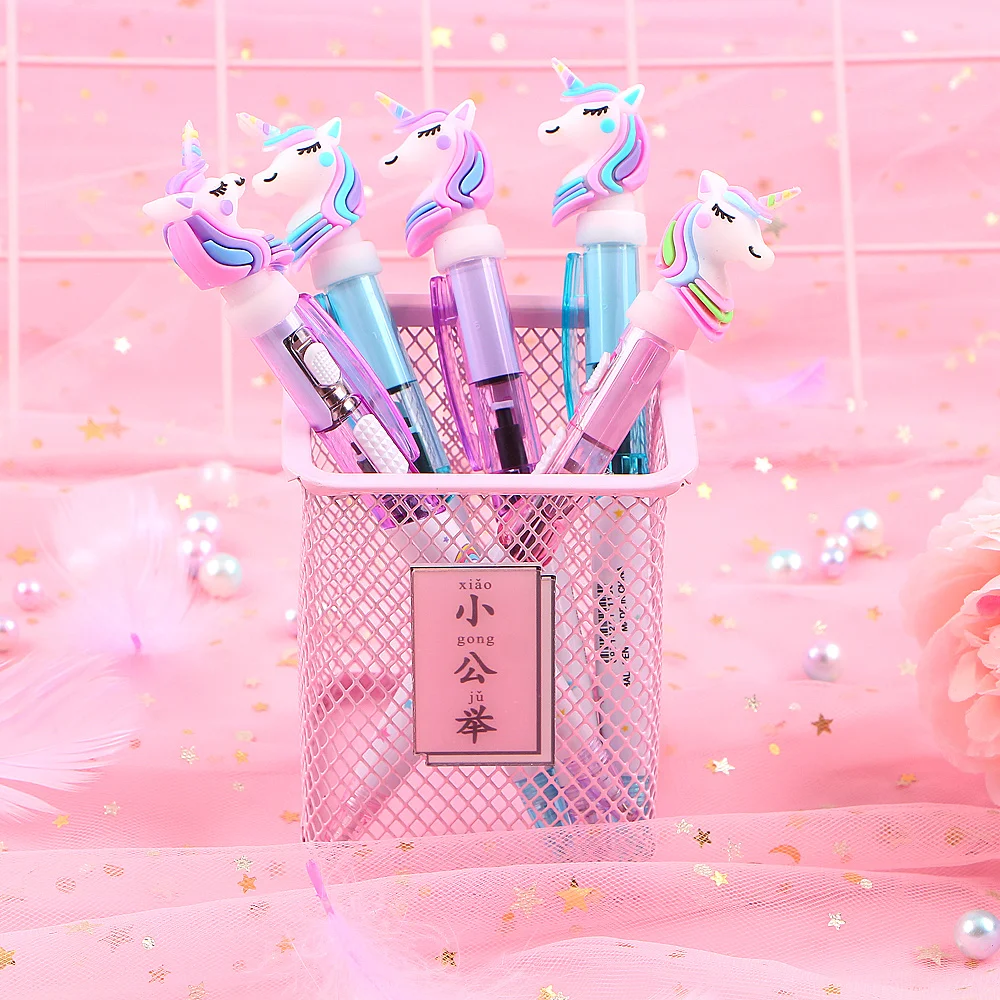 Creative Cartoon Unicorn Light Pen Cute Glowing Ballpoint pen Student Stationery 0.5mm Writing Tool School Supplies modern drawers office desks executive light storage writing conference gaming desk computer biurka komputerowe office supplies