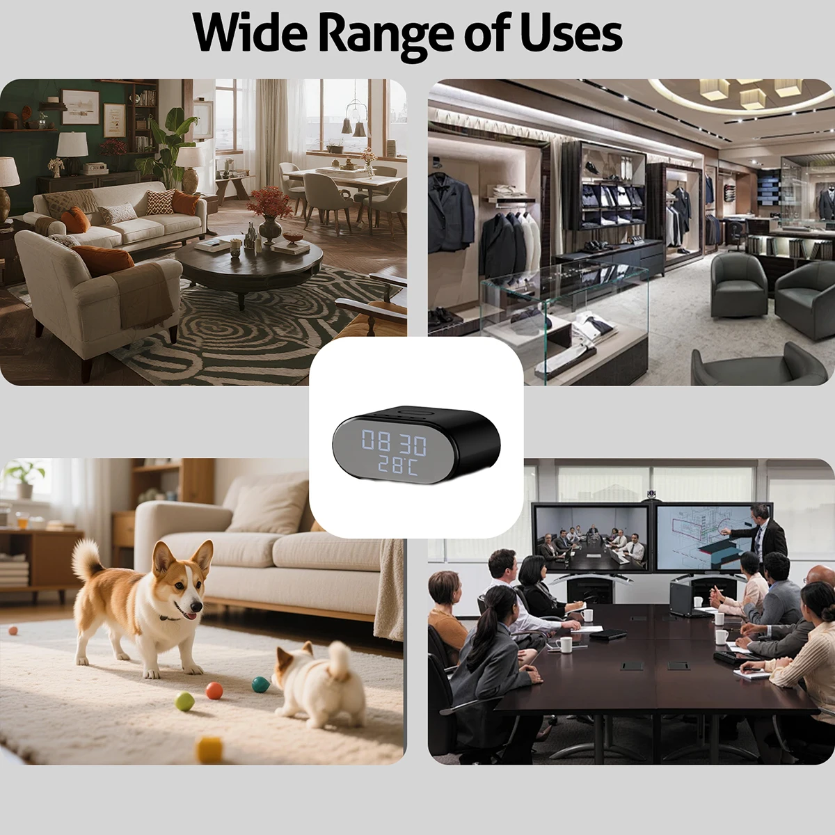 Accessories included with the clock camera