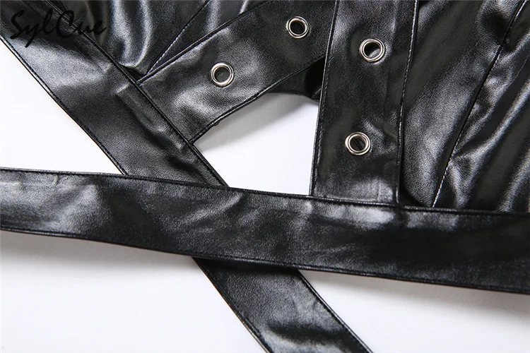 Nibber Schwarz Geheimnisvoll Sexy Enge Heiße High Street Kreuz Retro Matte Trendy Mode Kühlen Sommer Neue frauen Kreuz Halter weste – Detail 13