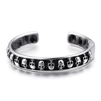 10mm Skull Ghost Head Bangle Men 316L Stainless Steel 1
