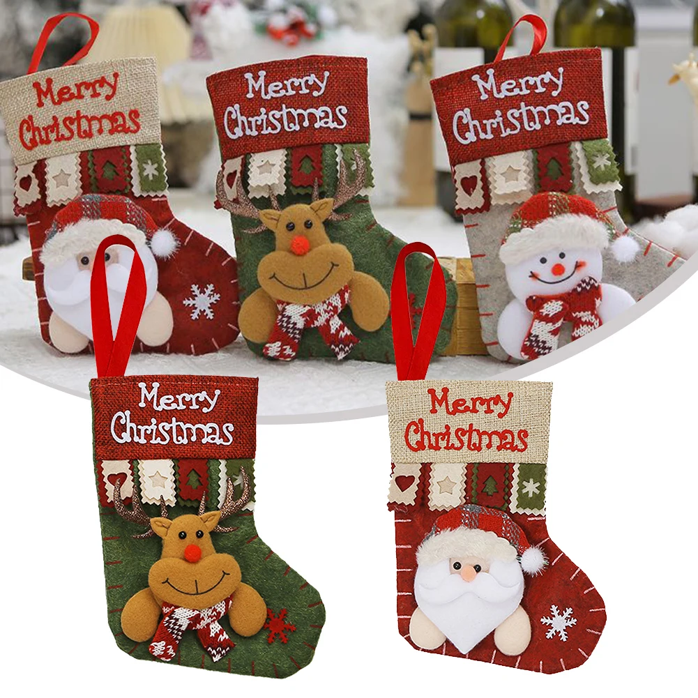 

Christmas Stocking Knitting Cloth Doll Christmas Stocking Christmas Decoration Xmas Tree Wreath Vine Cornucopia Decor Stocking