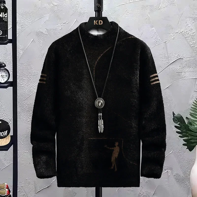 

2024 New Brand Luxury Soft Sweater Men's Top Quality Warm Knit Wool Pullovers Mens Slim Fit Sweaters Korean Casual Male Clothing