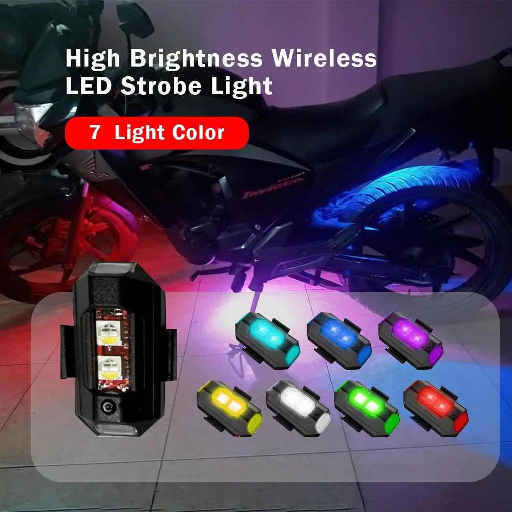 Motorcycle LED Lights 1pc Mini Signal 7 Colors Drone Strobe Lamp For Car Bike Scooter Aircraft Flash Turn Signal Indicator