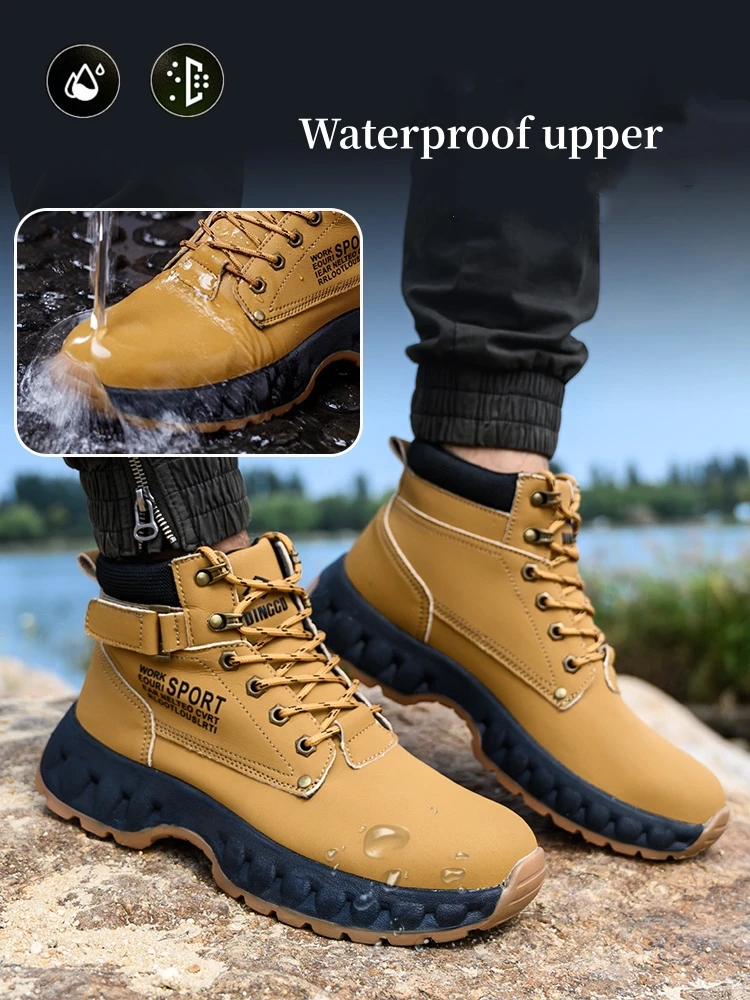 Mens Waterproof Boots Lapel Rain Boots For Mens Work Safety Boots - Main Image